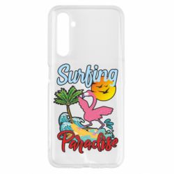 Чехол для Realme 6 Surfing Paradise Flamingo - PrintSalon