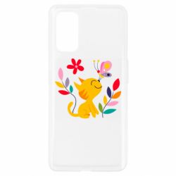 Чехол для Realme 7 Pro Cat, Flowers and Butterfly - PrintSalon