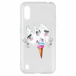 Чехол для Samsung A01/M01 Ahegao girl eating ice cream