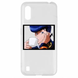 Чехол для Samsung A01/M01 Higashikata Josuke drinking tea - PrintSalon