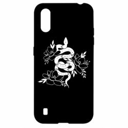 Чехол для Samsung A01/M01 Snake with flowers - PrintSalon