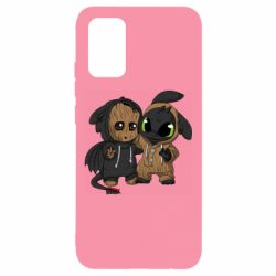 Чехол для Samsung A02s/M02s Groot And Toothless - PrintSalon