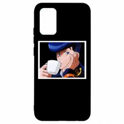 Чехол для Samsung A02s/M02s Higashikata Josuke drinking tea - PrintSalon