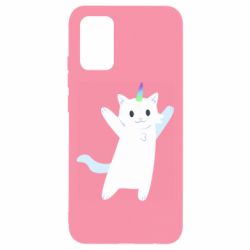 Чехол для Samsung A02s/M02s White cheerful cat - PrintSalon