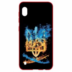 Чохол для Samsung A10 Герб Украины в желто - голубом огнем - PrintSalon