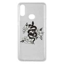 Чехол для Samsung A10s Snake with flowers - PrintSalon