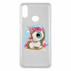 Чехол для Samsung A10s Unicorn with flowers - PrintSalon