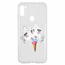 Чехол для Samsung A11/M11 Ahegao girl eating ice cream - PrintSalon