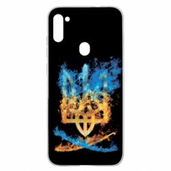 Чохол для Samsung A11 / M11 Герб Украины в желто - голубом огнем - PrintSalon