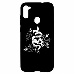 Чехол для Samsung A11/M11 Snake with flowers - PrintSalon