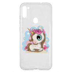 Чехол для Samsung A11/M11 Unicorn with flowers - PrintSalon
