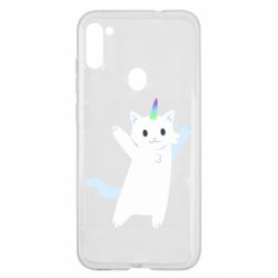 Чехол для Samsung A11/M11 White cheerful cat - PrintSalon