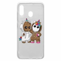 Чехол для Samsung A20 Baby Groot And Unicorn - PrintSalon