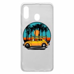 Чехол для Samsung A20 Car and sunset - PrintSalon