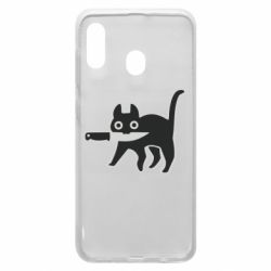 Чехол для Samsung A20 Cat with a knife - PrintSalon