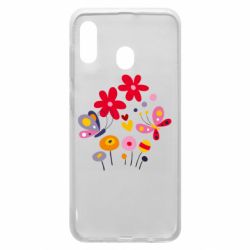 Чехол для Samsung A20 Flowers and Butterflies - PrintSalon