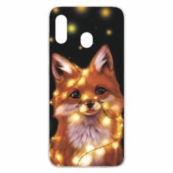 Чохол для Samsung A20 Fox And Christmas Lights - PrintSalon