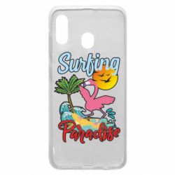 Чехол для Samsung A20 Surfing Paradise Flamingo - PrintSalon