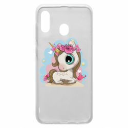 Чехол для Samsung A20 Unicorn with flowers - PrintSalon