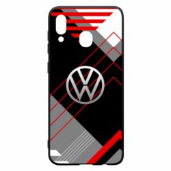 Чехол для Samsung A20 Volkswagen logo and abstraction-PrintSalon Чехол для Samsung A20 Volkswagen logo and abstraction