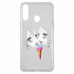 Чехол для Samsung A20s Ahegao girl eating ice cream - PrintSalon