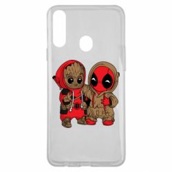 Чехол для Samsung A20s Baby Groot And Deadpool - PrintSalon