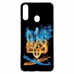 Чохол для Samsung A20s Герб Украины в желто - голубом огнем - PrintSalon