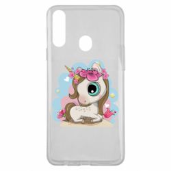 Чехол для Samsung A20s Unicorn with flowers - PrintSalon