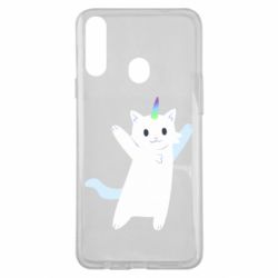 Чехол для Samsung A20s White cheerful cat - PrintSalon