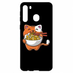 Чехол для Samsung A21 Cat and Ramen - PrintSalon