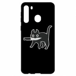 Чехол для Samsung A21 Cat with a knife - PrintSalon