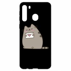 Чехол для Samsung A21 Cat with a letter - PrintSalon