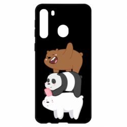 Чехол для Samsung A21 Гризли Панда и Белый