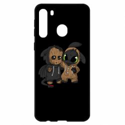 Чехол для Samsung A21 Groot And Toothless - PrintSalon