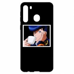 Чехол для Samsung A21 Higashikata Josuke drinking tea - PrintSalon