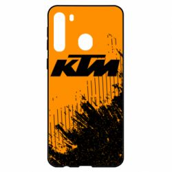 Чехол для Samsung A21 KTM and grunge background-PrintSalon Чехол для Samsung A21 KTM and grunge background