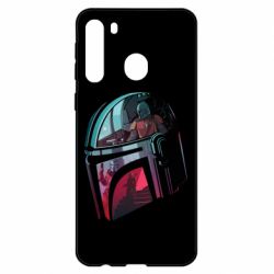 Чехол для Samsung A21 Mandalorian Helmet profil - PrintSalon