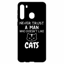 Чехол для Samsung A21 Не любит котов - не доверяй - PrintSalon