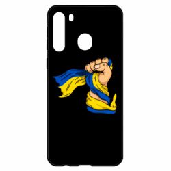 Чехол для Samsung A21 Рука с украинским флагом - PrintSalon
