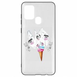 Чехол для Samsung A21s Ahegao girl eating ice cream - PrintSalon