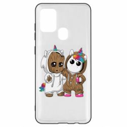 Чехол для Samsung A21s Baby Groot And Unicorn - PrintSalon