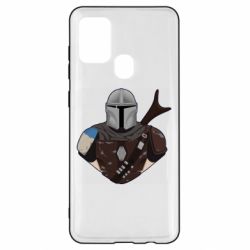 Чехол для Samsung A21s Bust of Mandalorian - PrintSalon