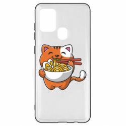 Чехол для Samsung A21s Cat and Ramen - PrintSalon