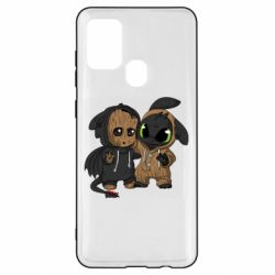 Чехол для Samsung A21s Groot And Toothless - PrintSalon