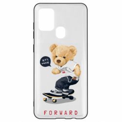 Чехол для Samsung A21s Мишка тедди на скейте