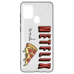 Чехол для Samsung A21s Netflix and pizza - PrintSalon