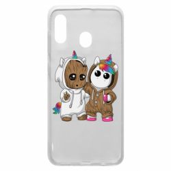 Чехол для Samsung A30 Baby Groot And Unicorn - PrintSalon