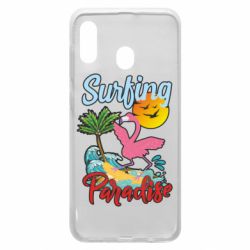 Чехол для Samsung A30 Surfing Paradise Flamingo - PrintSalon