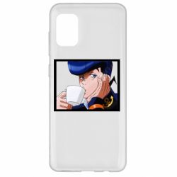 Чехол для Samsung A31 Higashikata Josuke drinking tea - PrintSalon