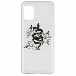Чехол для Samsung A31 Snake with flowers - PrintSalon